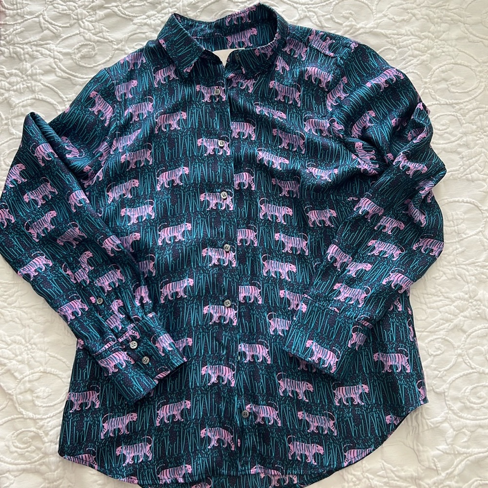 Jcrew collection silk tiger shirt